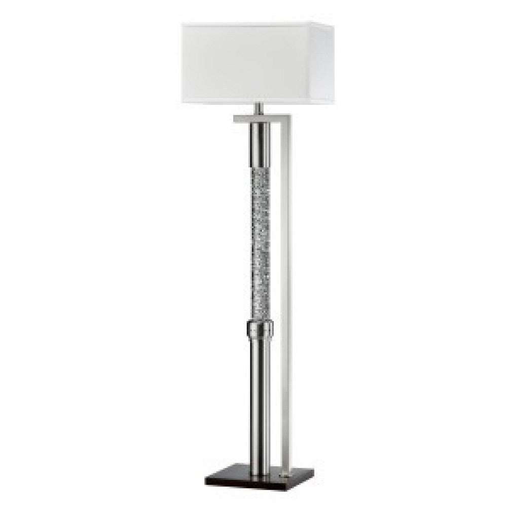 Mandy Floor Lamp with Ripple Textured Glass Tube, Silver Metal 58 Inch -BM336078