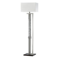 Mandy Floor Lamp with Ripple Textured Glass Tube, Silver Metal 58 Inch -BM336078