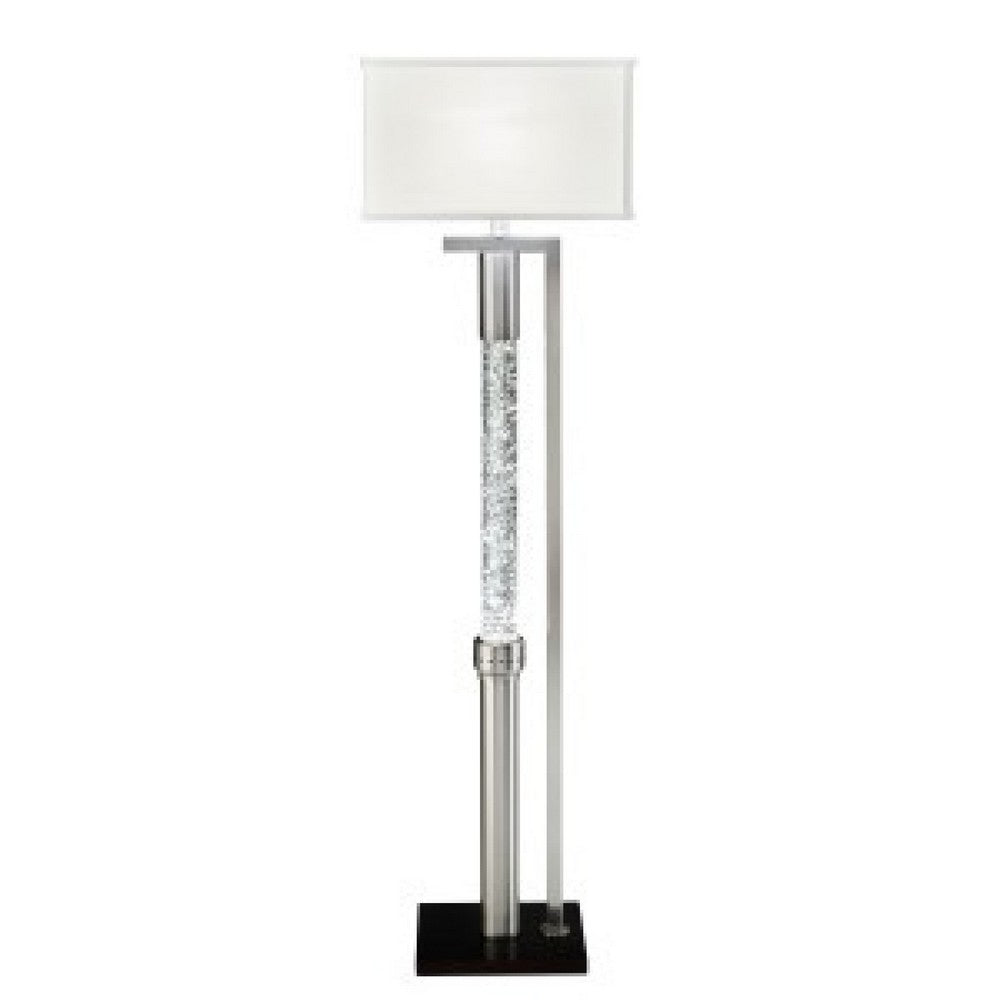 Mandy Floor Lamp with Ripple Textured Glass Tube, Silver Metal 58 Inch -BM336078