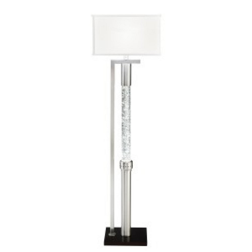 Mandy Floor Lamp with Ripple Textured Glass Tube, Silver Metal 58 Inch -BM336078