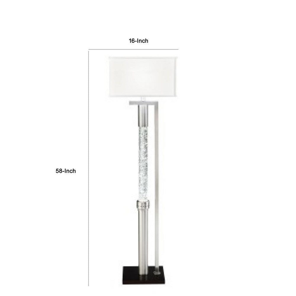Mandy Floor Lamp with Ripple Textured Glass Tube, Silver Metal 58 Inch -BM336078