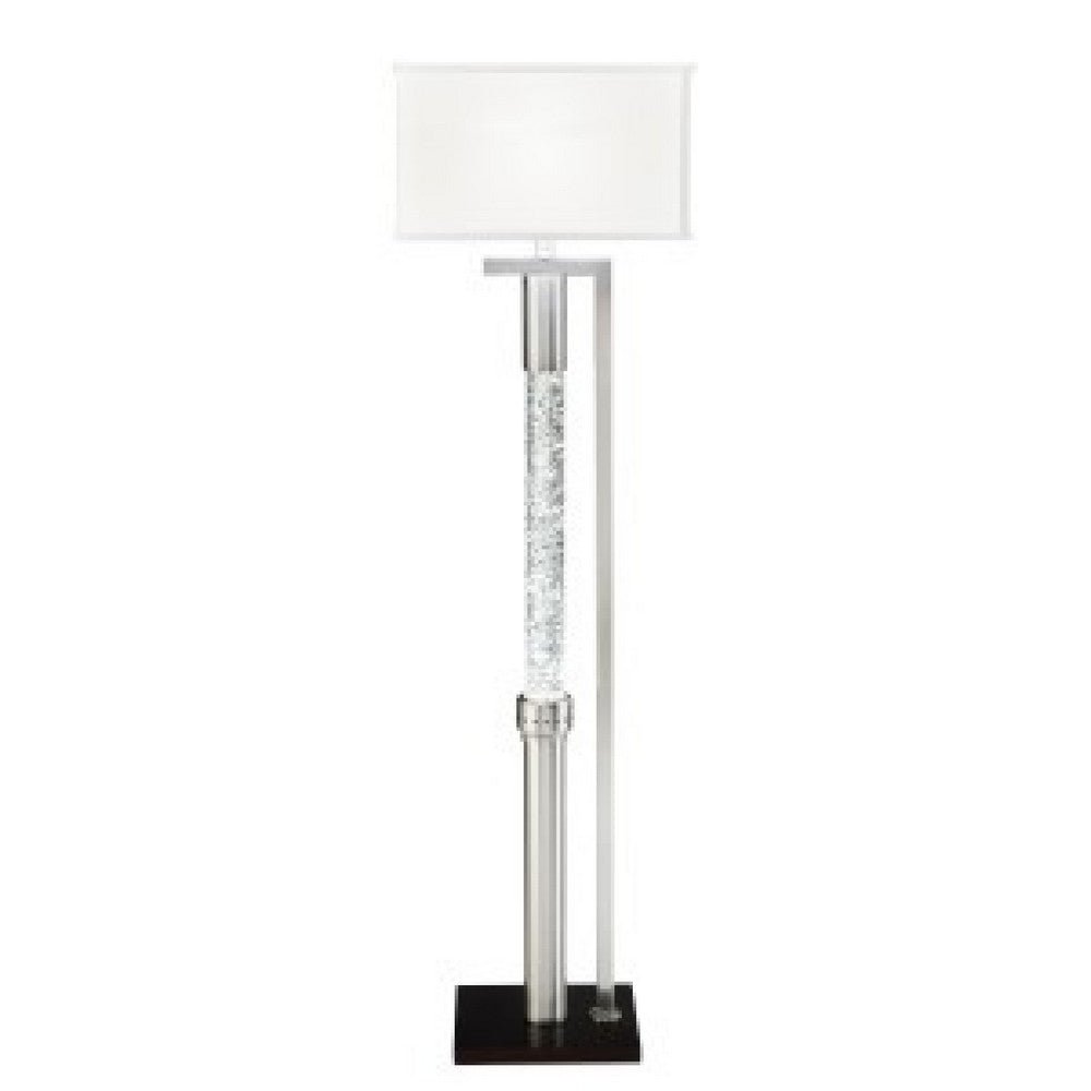Mandy Floor Lamp with Ripple Textured Glass Tube, Silver Metal 58 Inch -BM336078