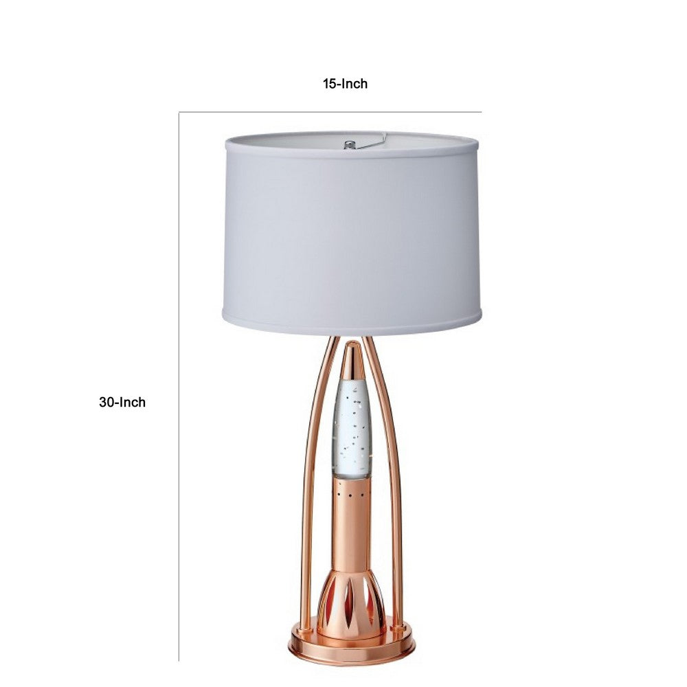 Gerry Table Lamp with 3 Bulb 4 Way Socket Switch, Copper Metal 30 Inch -BM336080