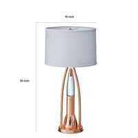 Gerry Table Lamp with 3 Bulb 4 Way Socket Switch, Copper Metal 30 Inch -BM336080