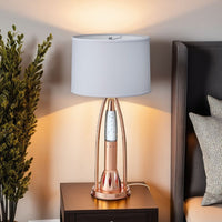 Gerry Table Lamp with 3 Bulb 4 Way Socket Switch, Copper Metal 30 Inch -BM336080