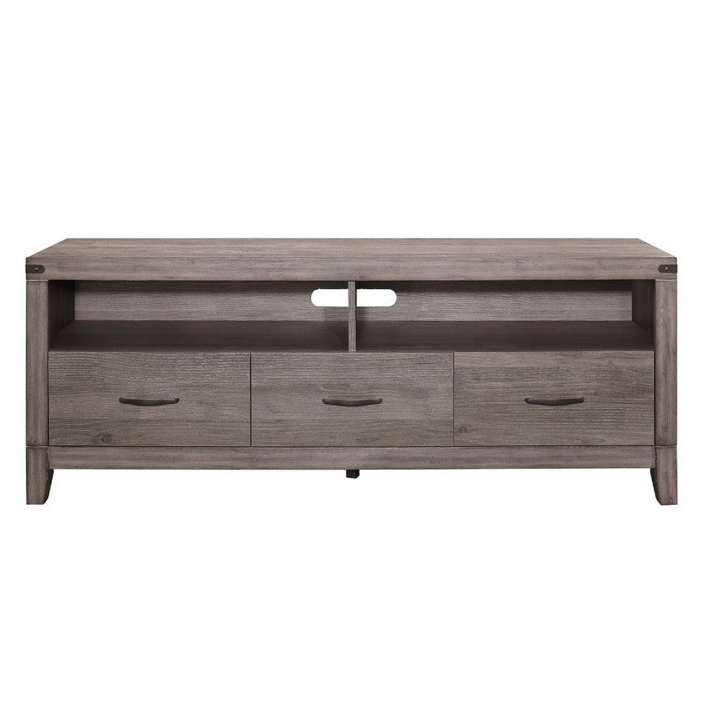 Dereck TV Stand Media Console, 3 Drawers and 2 Cubbies, Brown Melamine -BM336081