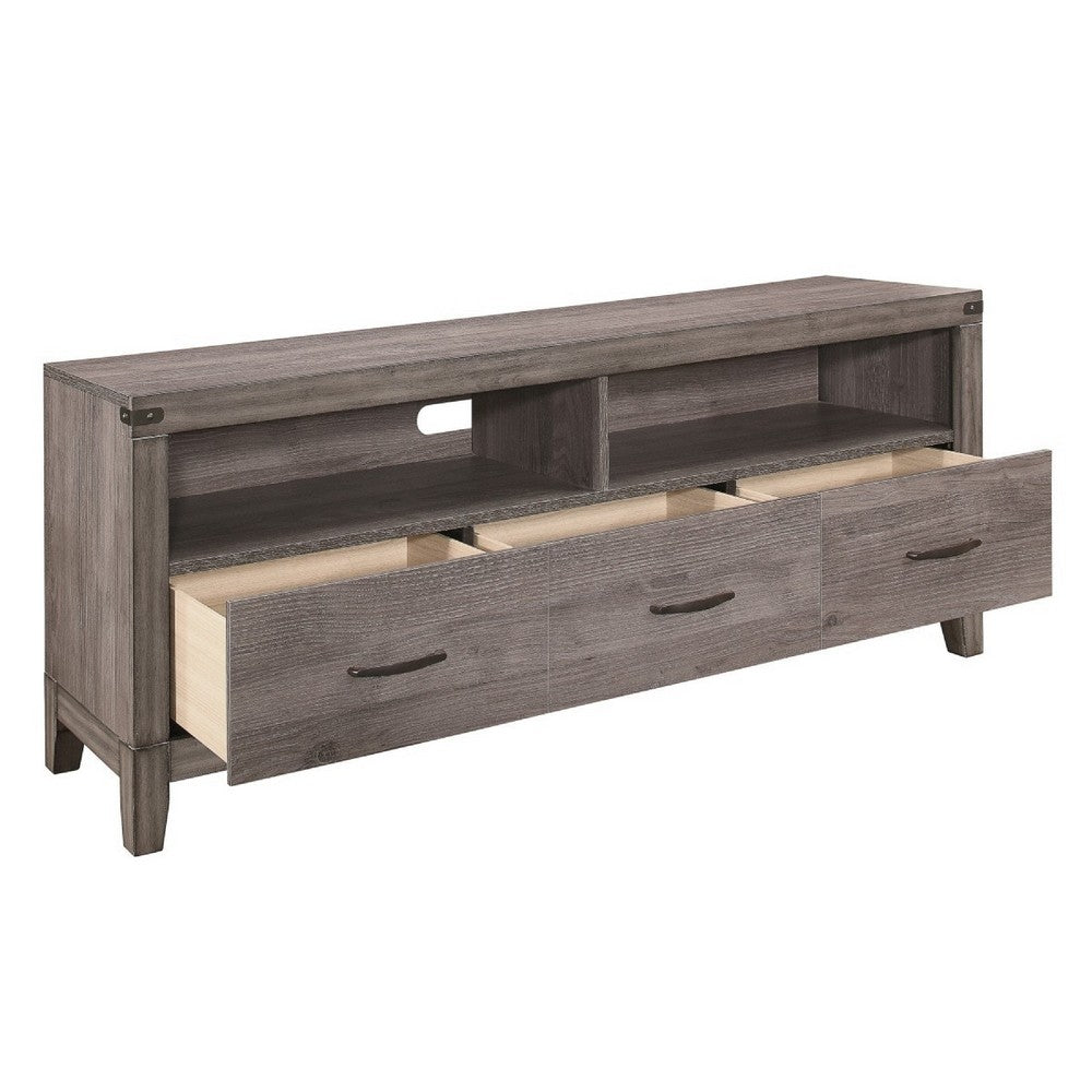 Dereck TV Stand Media Console, 3 Drawers and 2 Cubbies, Brown Melamine -BM336081