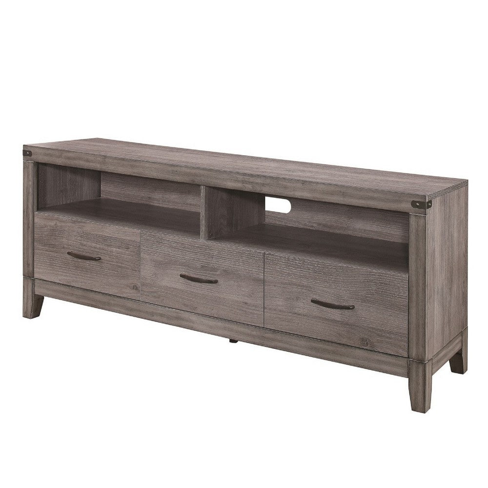 Dereck TV Stand Media Console, 3 Drawers and 2 Cubbies, Brown Melamine -BM336081