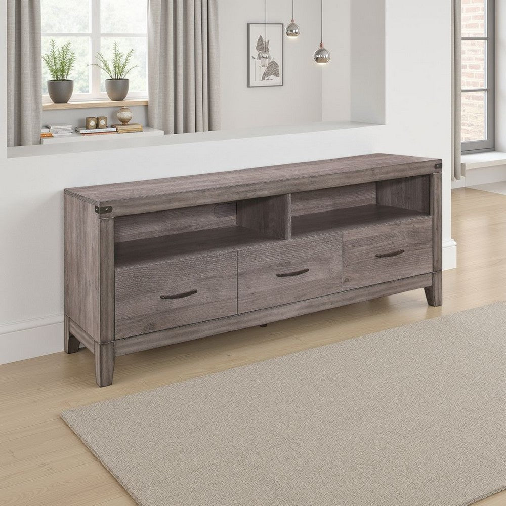 Dereck TV Stand Media Console, 3 Drawers and 2 Cubbies, Brown Melamine -BM336081