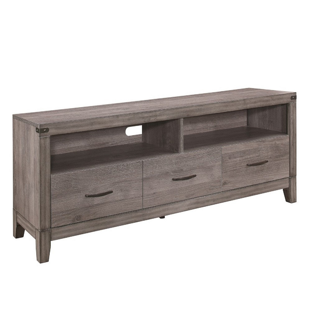 Dereck TV Stand Media Console, 3 Drawers and 2 Cubbies, Brown Melamine -BM336081