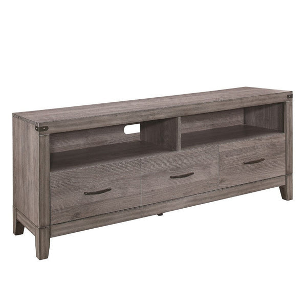 Dereck TV Stand Media Console, 3 Drawers and 2 Cubbies, Brown Melamine -BM336081