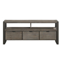 Jacky TV Stand Media Cabinet, 3 Drawers, 2 Cubbies, Oak Brown Wood -BM336082
