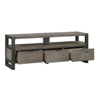 Jacky TV Stand Media Cabinet, 3 Drawers, 2 Cubbies, Oak Brown Wood -BM336082
