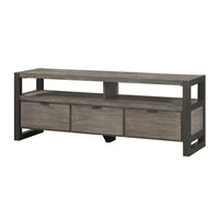Jacky TV Stand Media Cabinet, 3 Drawers, 2 Cubbies, Oak Brown Wood -BM336082