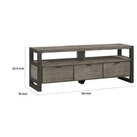Jacky TV Stand Media Cabinet, 3 Drawers, 2 Cubbies, Oak Brown Wood -BM336082