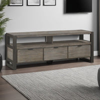 Jacky TV Stand Media Cabinet, 3 Drawers, 2 Cubbies, Oak Brown Wood -BM336082