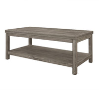Rie 3pc Coffee Table Set with 2 End Tables, Lower Shelves, Gray Wood -BM336083