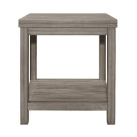Rie 3pc Coffee Table Set with 2 End Tables, Lower Shelves, Gray Wood -BM336083