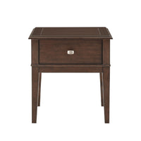 Merry End Table with USB Ports and Drawer, Brown Birch Wood 26 Inch -BM336084