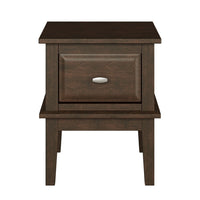 Minal End Table with 1 Drawer, Brown Cherry Birch Wood 24 Inch -BM336086