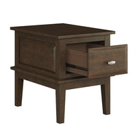 Minal End Table with 1 Drawer, Brown Cherry Birch Wood 24 Inch -BM336086