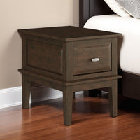 Minal End Table with 1 Drawer, Brown Cherry Birch Wood 24 Inch -BM336086