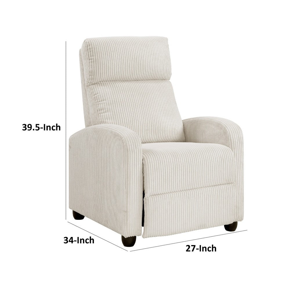 Pary Manual Push Back Reclining Chair with Beige Ribbed Corduroy -BM336109
