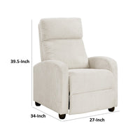 Pary Manual Push Back Reclining Chair with Beige Ribbed Corduroy -BM336109
