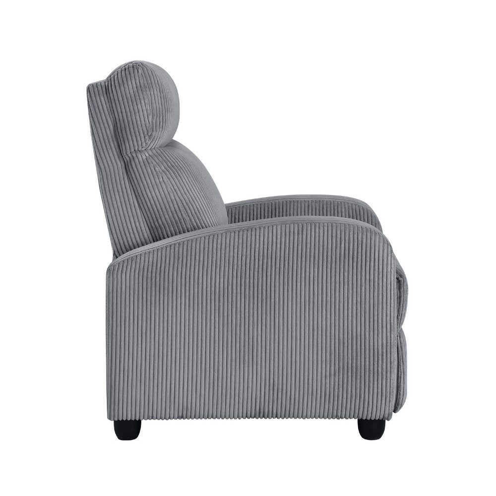 Pary Manual Push Back Reclining Chair with Dark Gray Ribbed Corduroy -BM336110