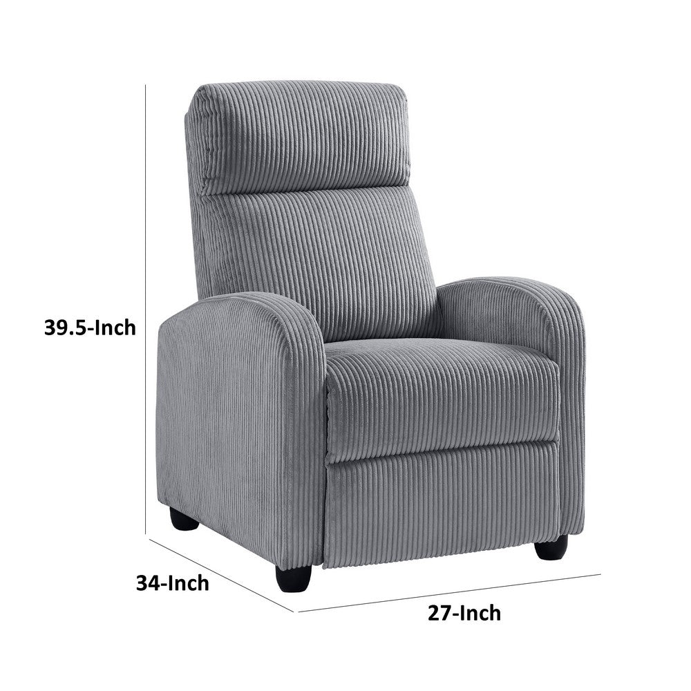 Pary Manual Push Back Reclining Chair with Dark Gray Ribbed Corduroy -BM336110