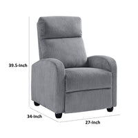 Pary Manual Push Back Reclining Chair with Dark Gray Ribbed Corduroy -BM336110