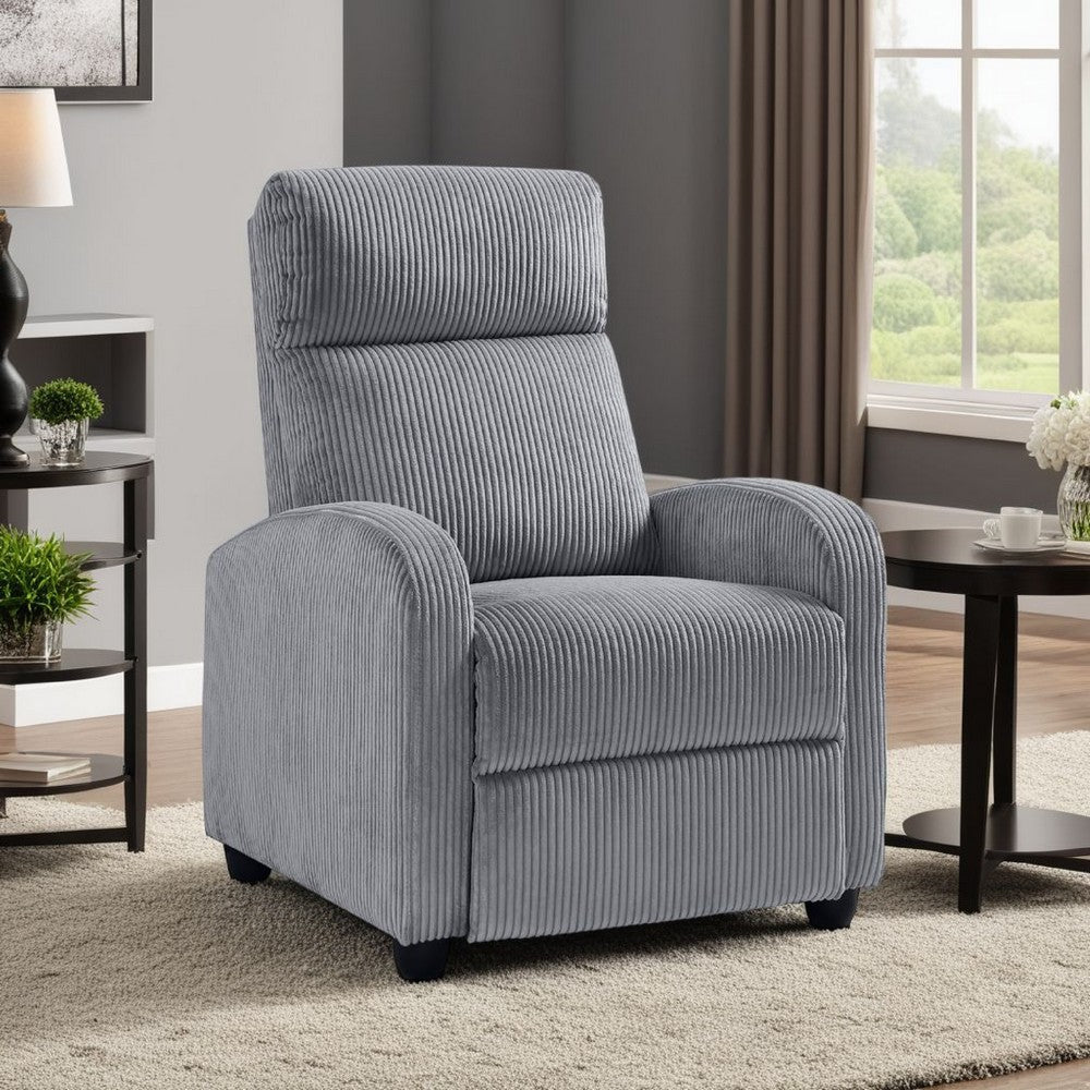 Pary Manual Push Back Reclining Chair with Dark Gray Ribbed Corduroy -BM336110