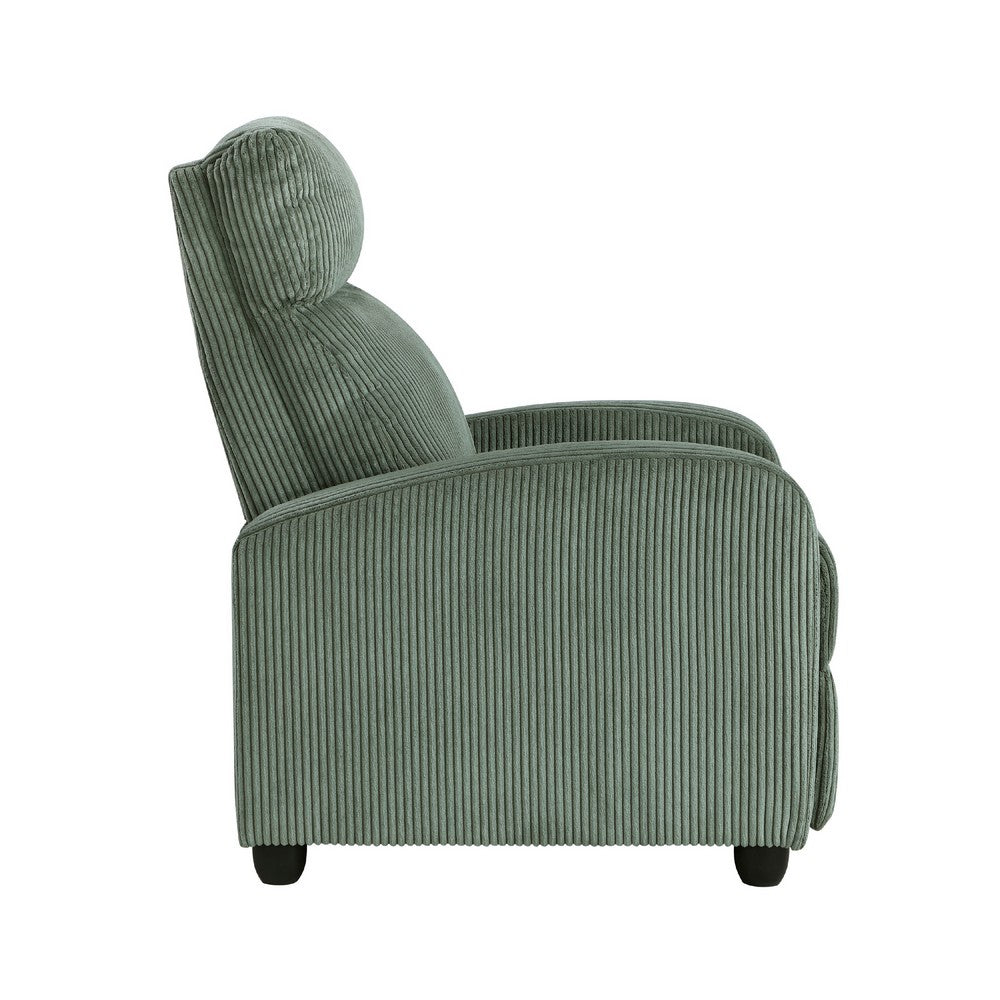 Pary Manual Push Back Reclining Chair with Green Ribbed Corduroy -BM336111