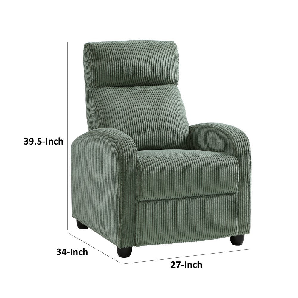 Pary Manual Push Back Reclining Chair with Green Ribbed Corduroy -BM336111