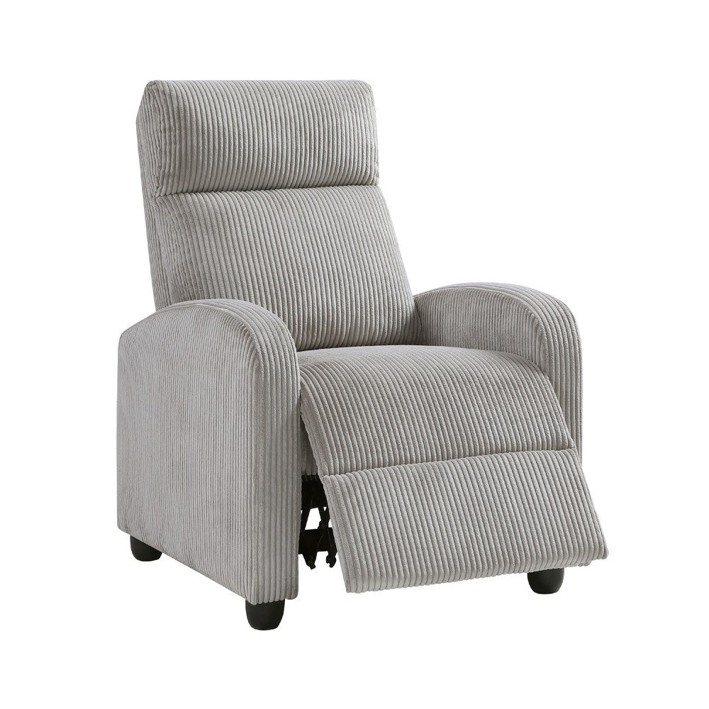 Pary Manual Push Back Reclining Chair with Light Gray Ribbed Corduroy -BM336112