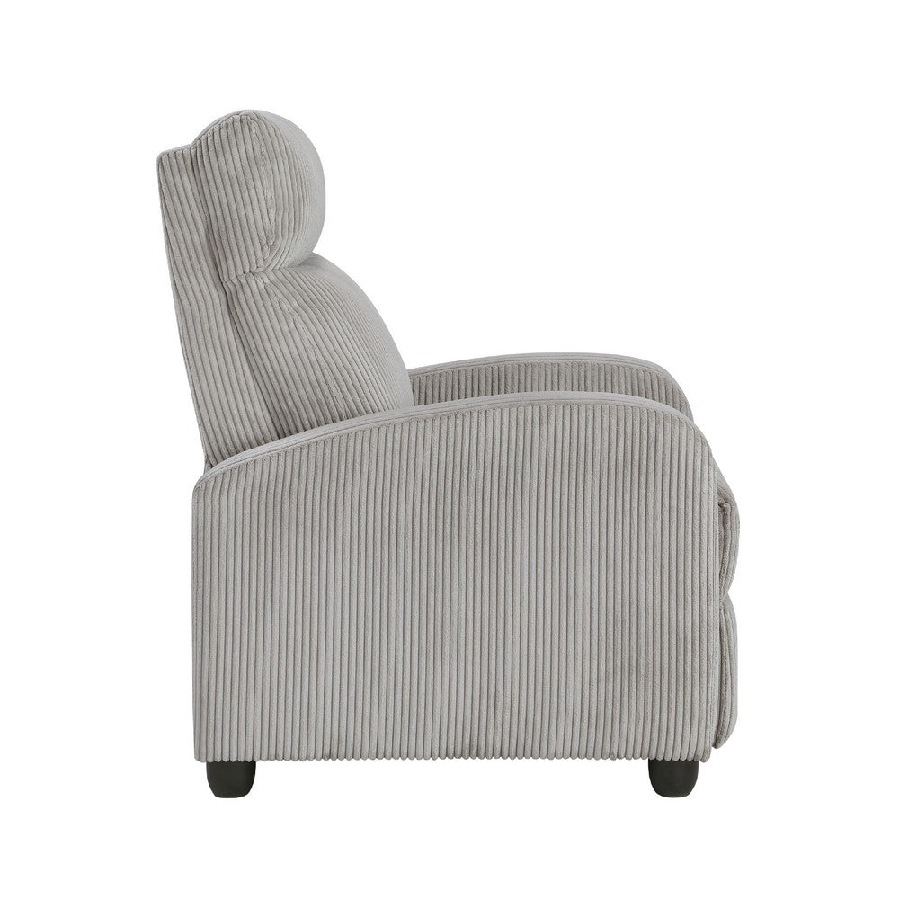 Pary Manual Push Back Reclining Chair with Light Gray Ribbed Corduroy -BM336112