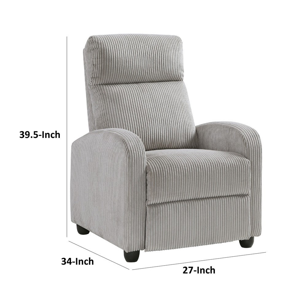 Pary Manual Push Back Reclining Chair with Light Gray Ribbed Corduroy -BM336112