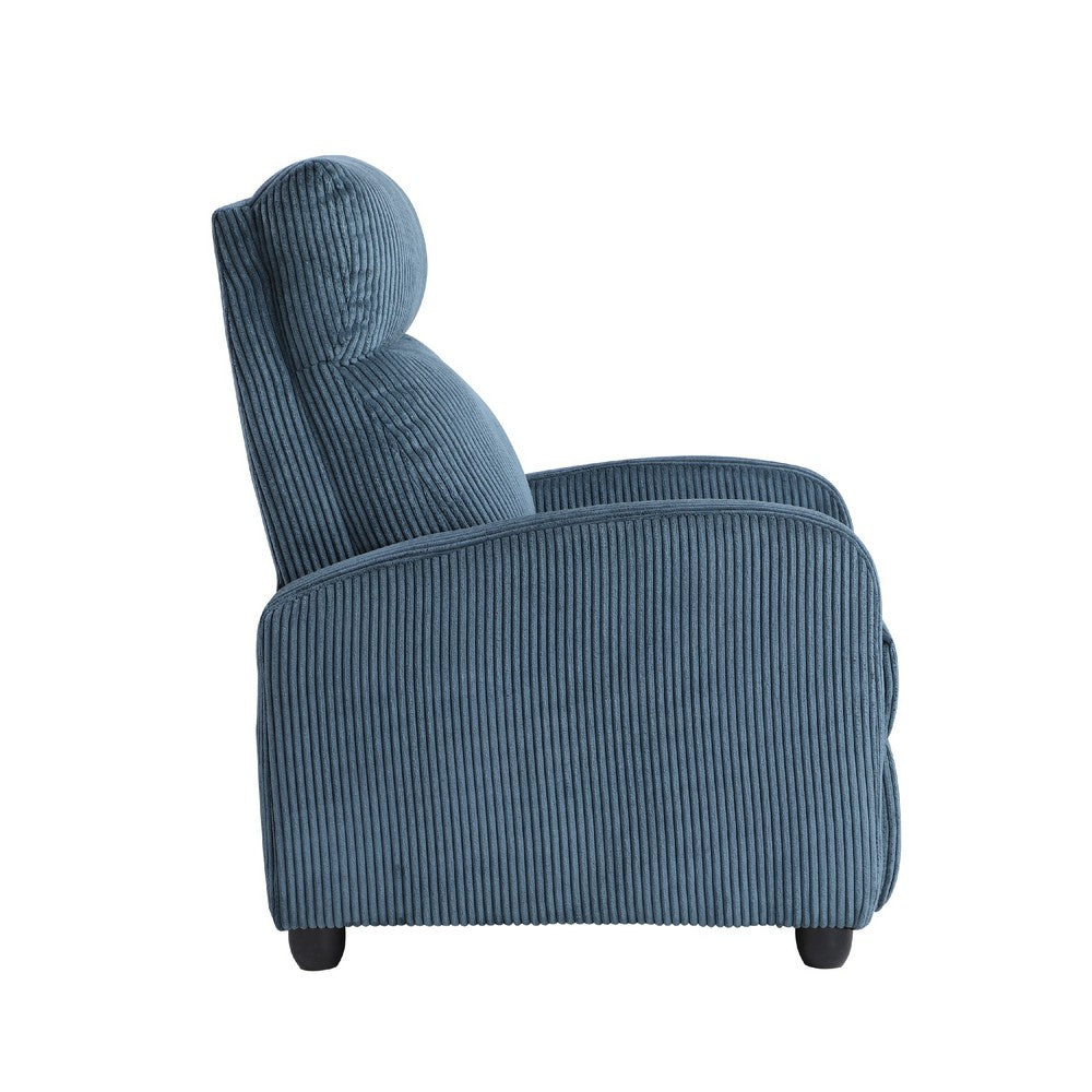 Pary Manual Push Back Reclining Chair with Midnight Blue Corduroy -BM336113