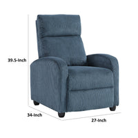 Pary Manual Push Back Reclining Chair with Midnight Blue Corduroy -BM336113