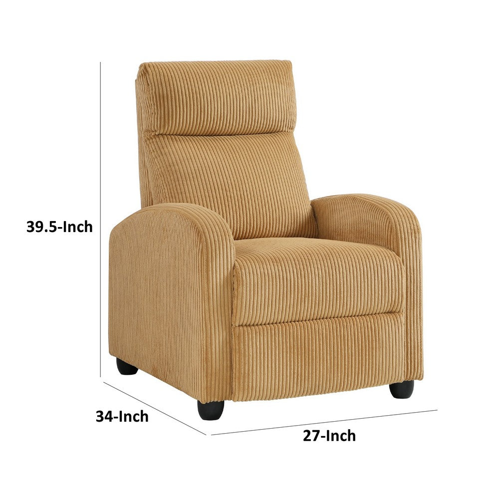 Pary Manual Push Back Reclining Chair with Yellow Ribbed Corduroy -BM336114