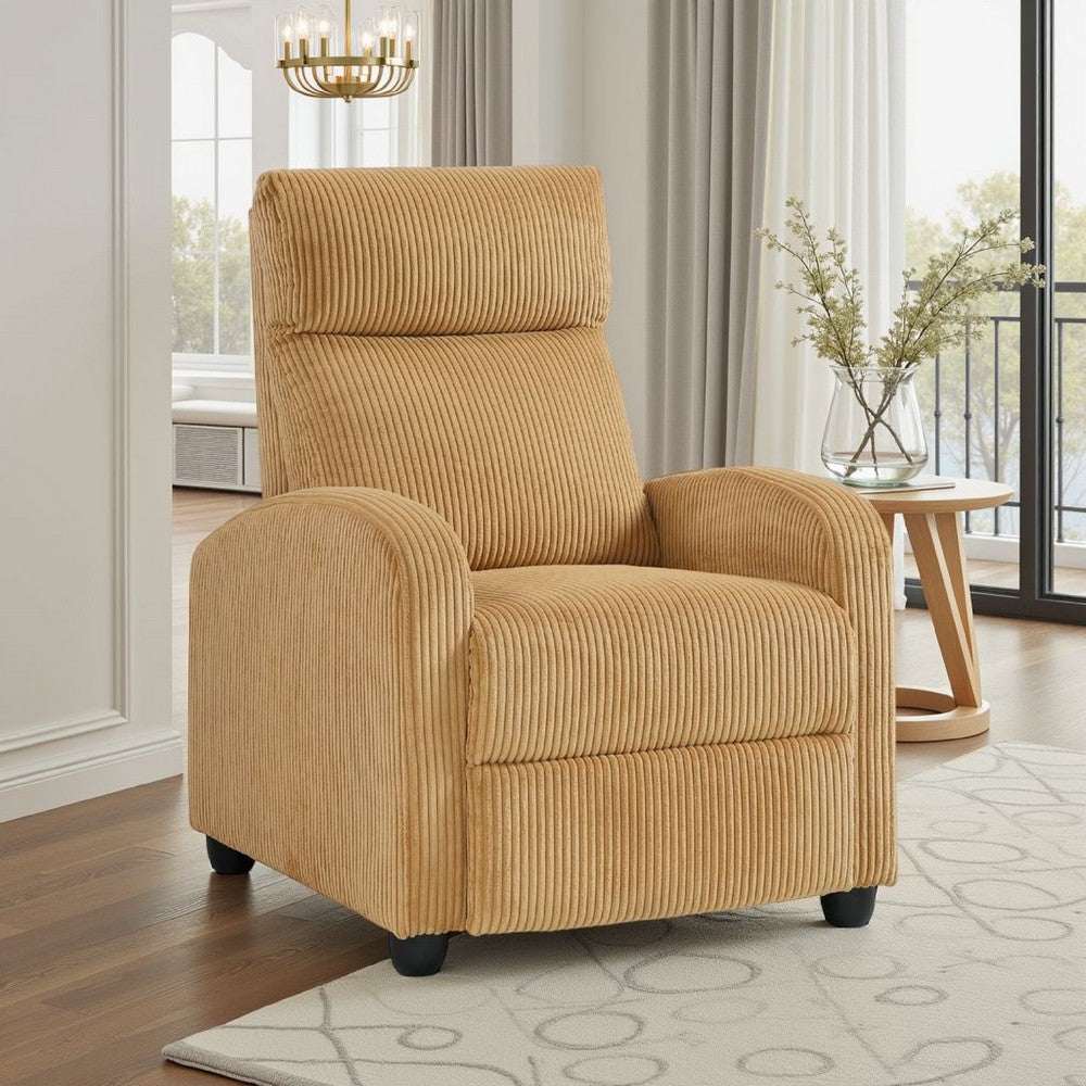 Pary Manual Push Back Reclining Chair with Yellow Ribbed Corduroy -BM336114