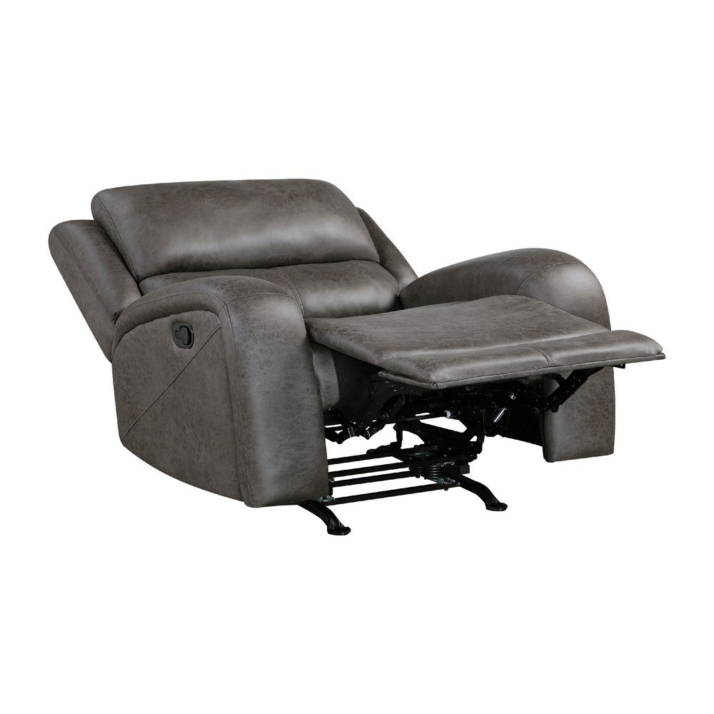 Patsy Manual Rocker Recliner Chair, Gray Polished Microfiber -BM336115