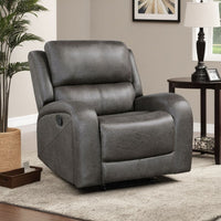 Patsy Manual Rocker Recliner Chair, Gray Polished Microfiber -BM336115