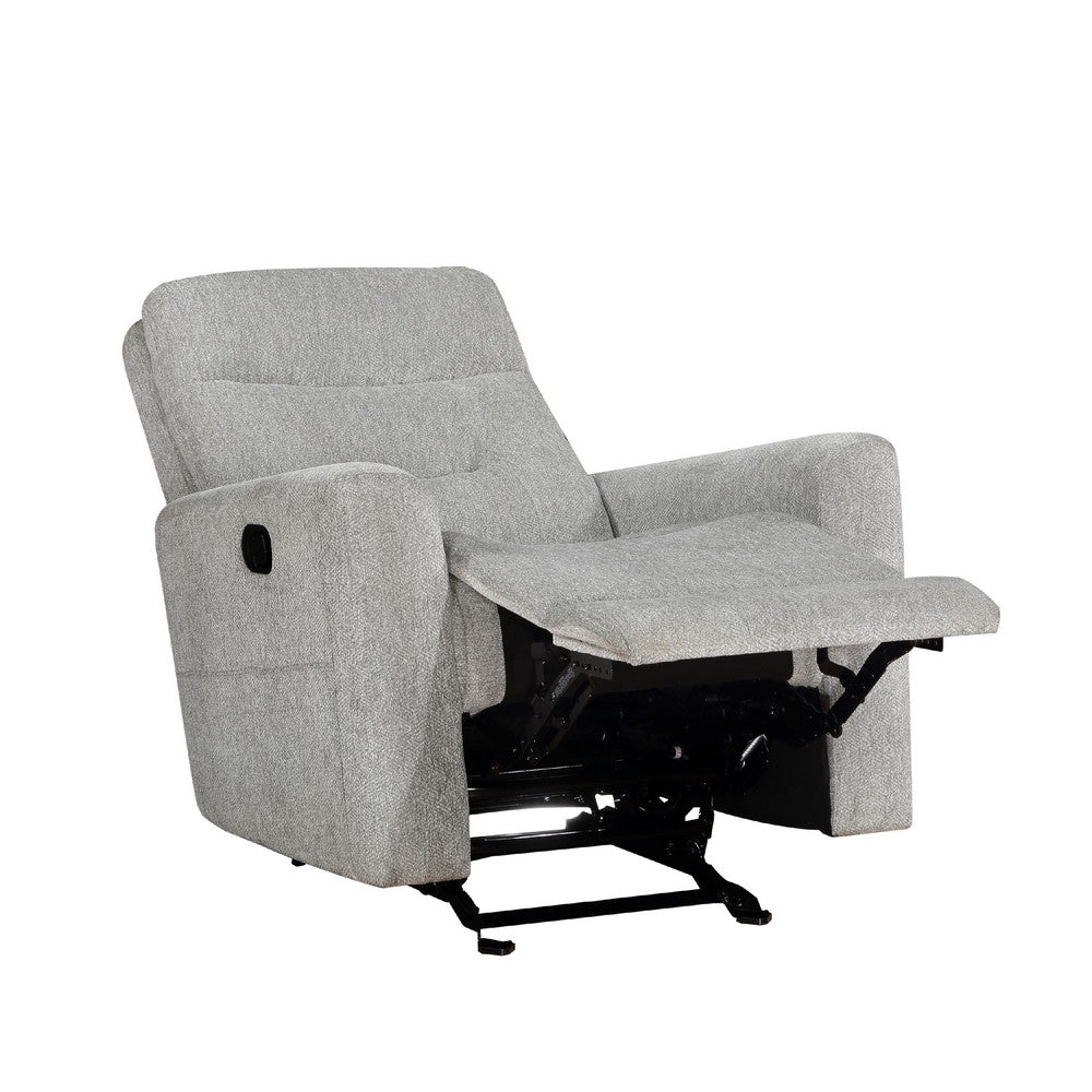Lyns Manual Glider Recliner Armchair, Soft Gray Chenille, Solid Wood -BM336121