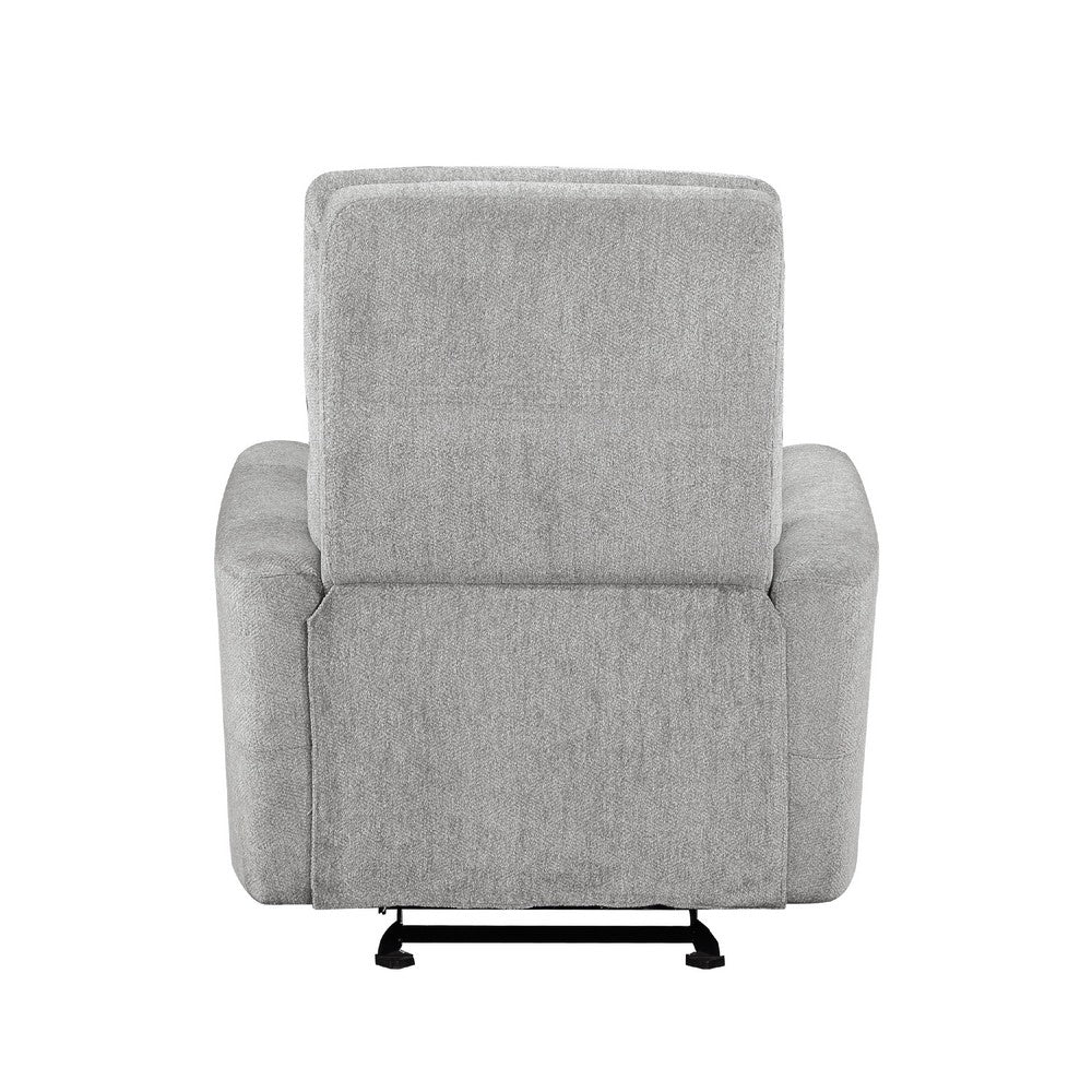 Lyns Manual Glider Recliner Armchair, Soft Gray Chenille, Solid Wood -BM336121
