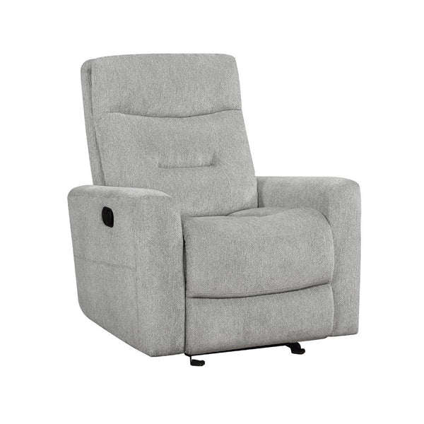 Lyns Manual Glider Recliner Armchair, Soft Gray Chenille, Solid Wood -BM336121