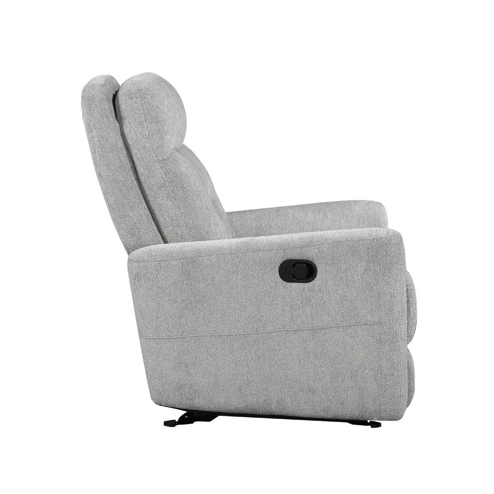Lyns Manual Glider Recliner Armchair, Soft Gray Chenille, Solid Wood -BM336121