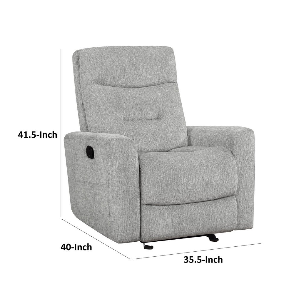Lyns Manual Glider Recliner Armchair, Soft Gray Chenille, Solid Wood -BM336121