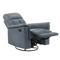 Briz Manual Swivel Glider Recliner Chair, Top Grain Leather Slate Gray -BM336124