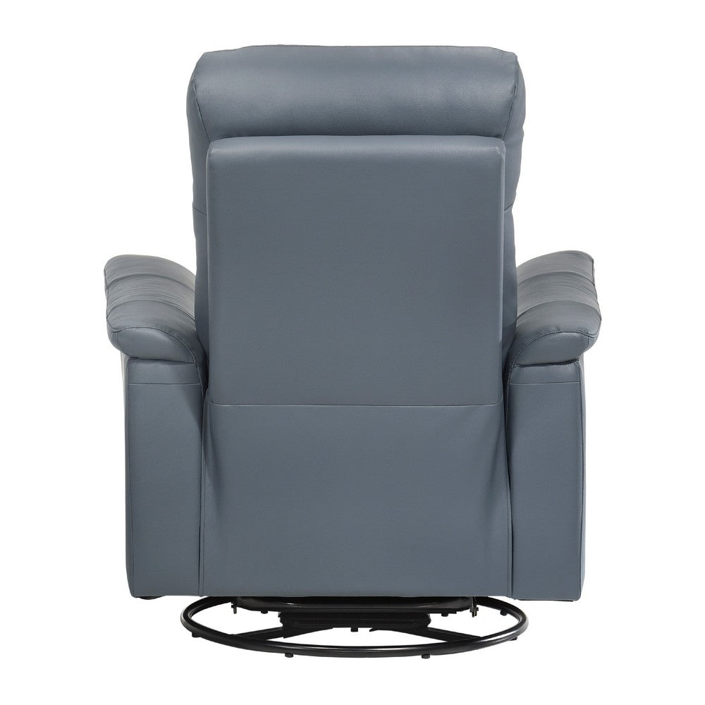 Briz Manual Swivel Glider Recliner Chair, Top Grain Leather Slate Gray -BM336124